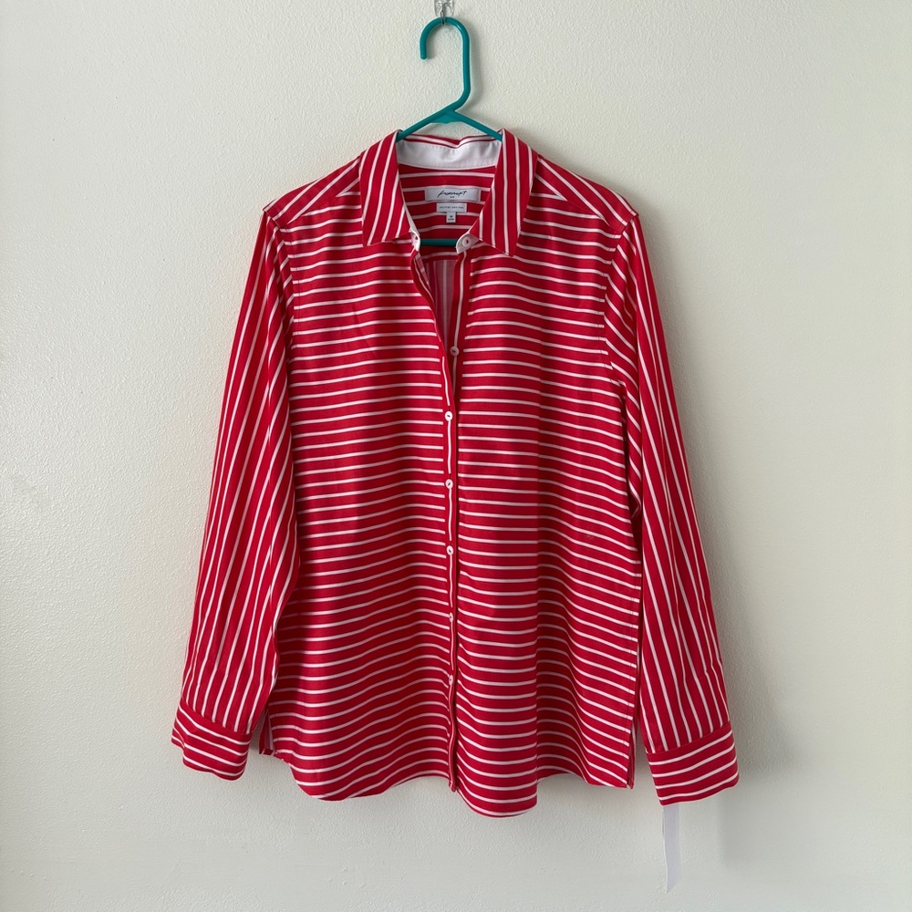 Foxcroft Red and White Casual Button Down Shirt
